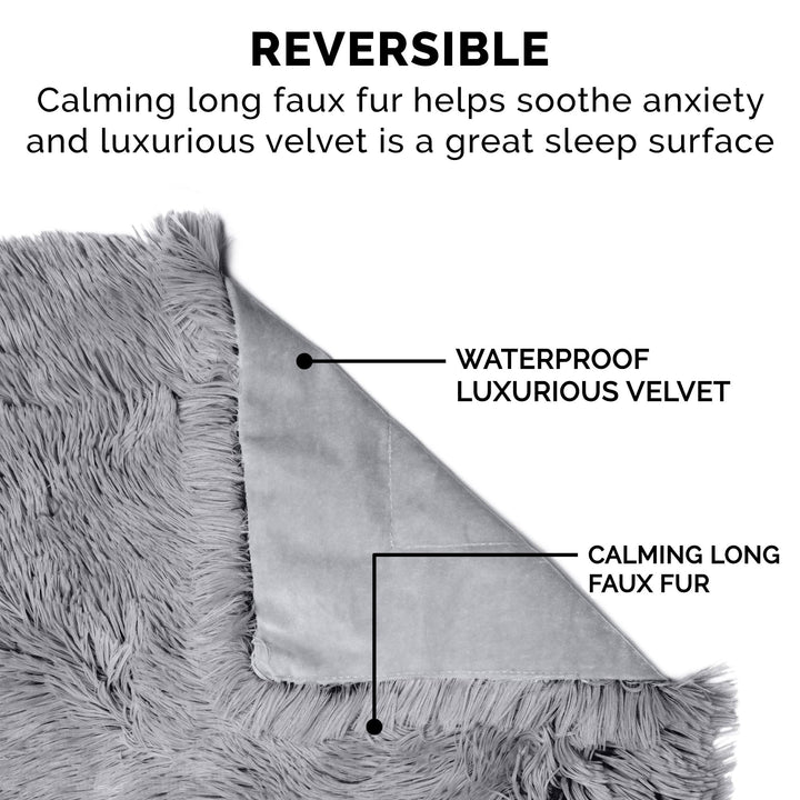 Furhaven Waterproof Throw Blanket for Dogs & Indoor Cats, Washable - Shaggy Plush Calming Long Faux Fur & Velvet Dog Blanket - Gray, Large Blanket - Long Faux Fur (Gray) 50.0"L x 35.0"W x 0.3"Th Waterproof Only