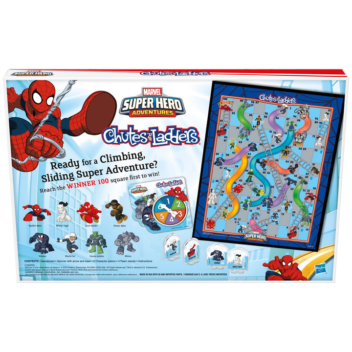 Hasbro Gaming Chutes and Ladders: Marvel Spider-Man Edition Board Game for Kids 2-4 Players, Preschool Games, Ages 3 and Up (Exclusive) Multicolored