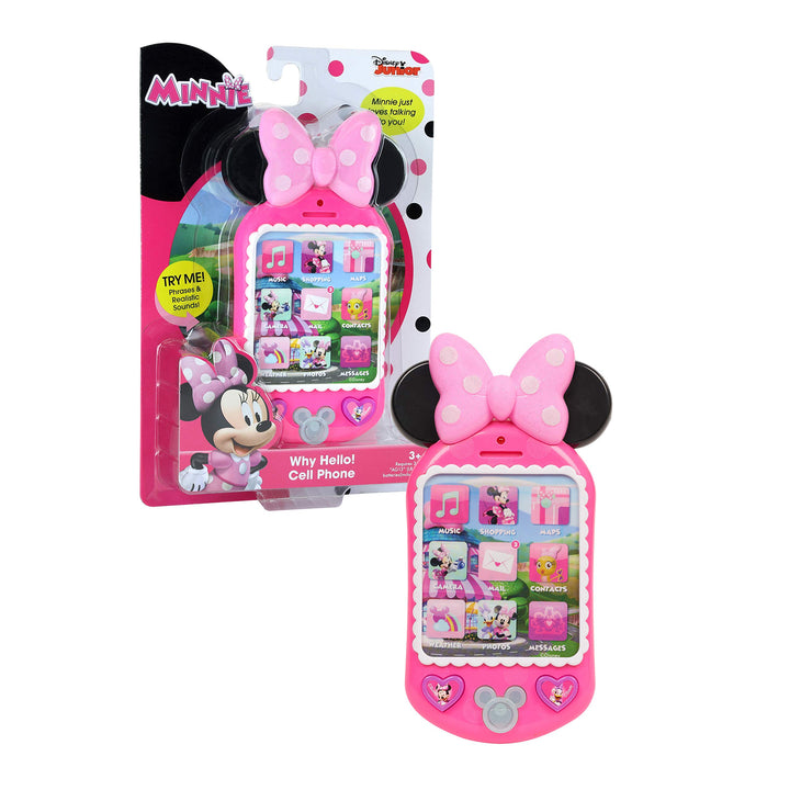 Minnie Bow-Tique Why Hello Pretend Play Cell Phone, Lights and Sounds, Kids Toys for Ages 3 Up by Just Play