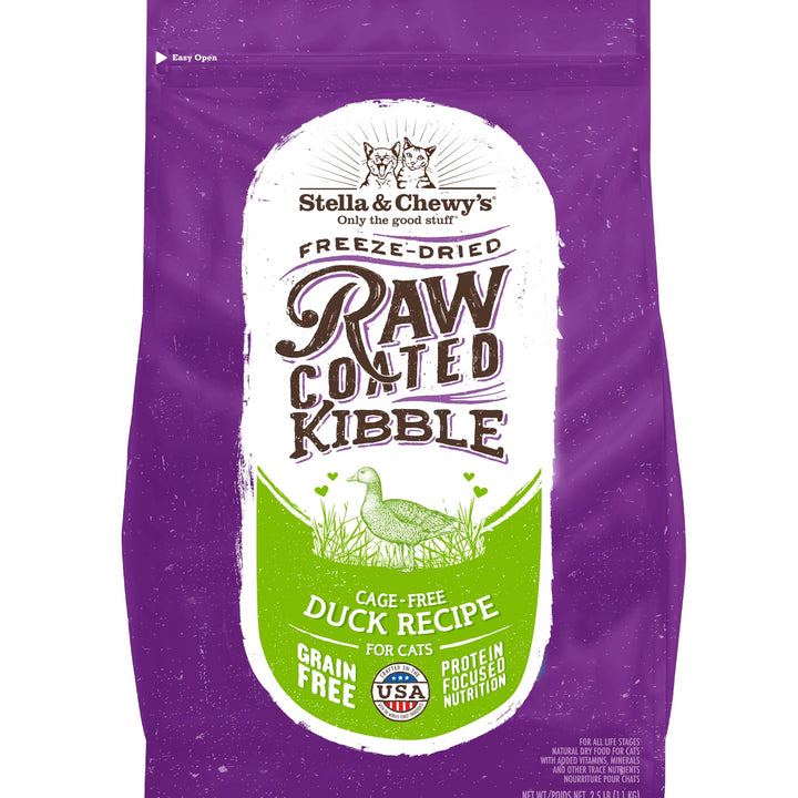 Stella & Chewy's Raw Coated Premium Kibble Cat Food – Grain Free, Protein Rich Meals – Cage-Free Duck Recipe – 2.5 lb. Bag 2.5 Pound (Pack of 1)