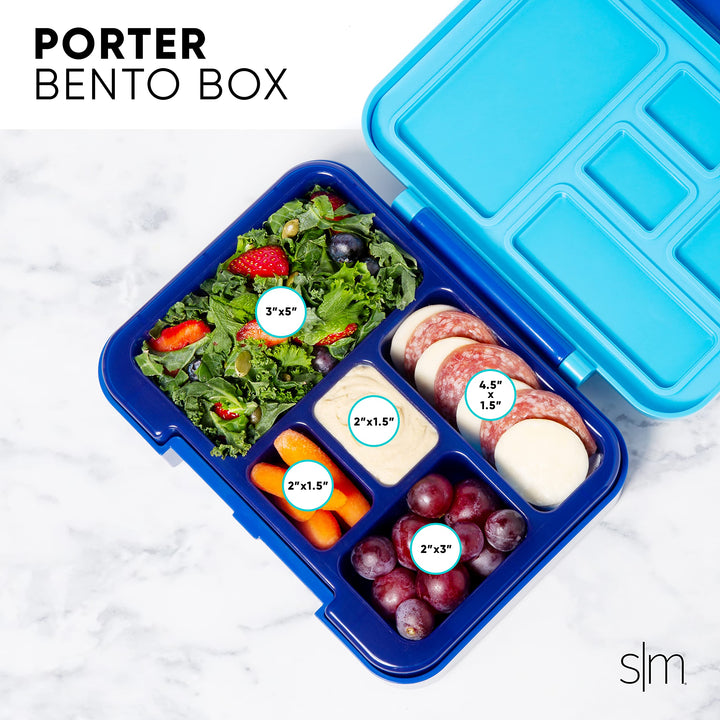 Simple Modern Bento Lunch Box for Kids | BPA Free, Leakproof, Dishwasher Safe | Lunch Container for Boys, Toddlers | Porter Collection | 5 Compartments | Midnight Black -Midnight Black 30oz Bento Box