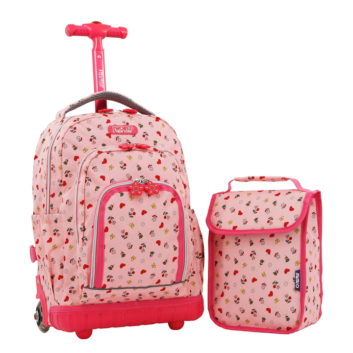 J World New York Lollipop Kids Rolling Backpack & Lunch Bag Set, Candy Buttons, One Size