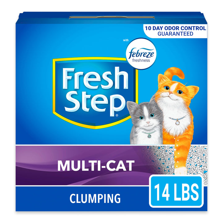 Fresh Step Clumping Cat Litter Multi-Cat Extra Strength Formula With Febreze Freshness, Multi Cat Litter With Ammonia Block Technology, 14 lb. Box