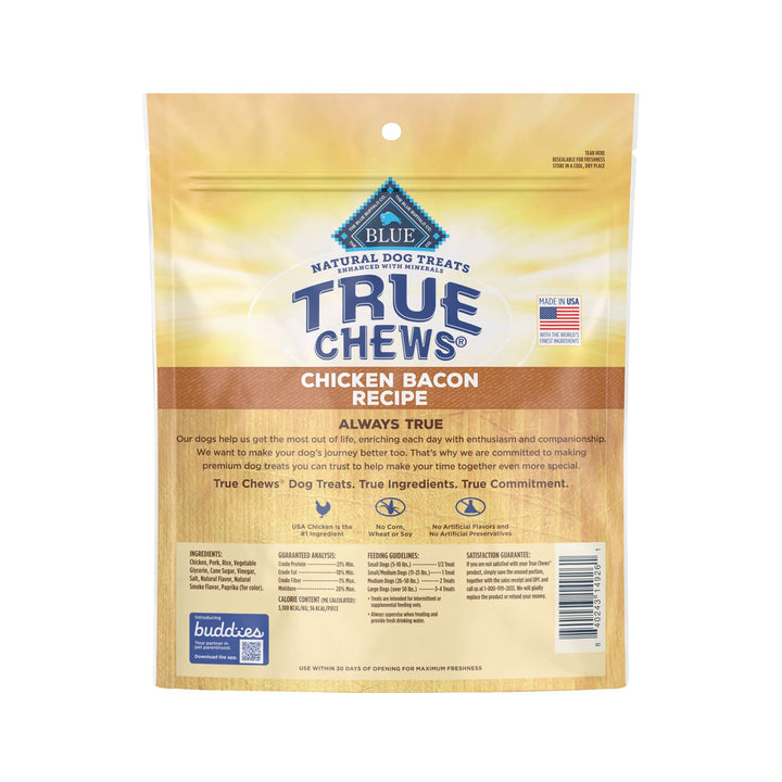 Blue Buffalo True Chews Premium Natural Dog Treats, Chicken and Bacon 12 oz bag