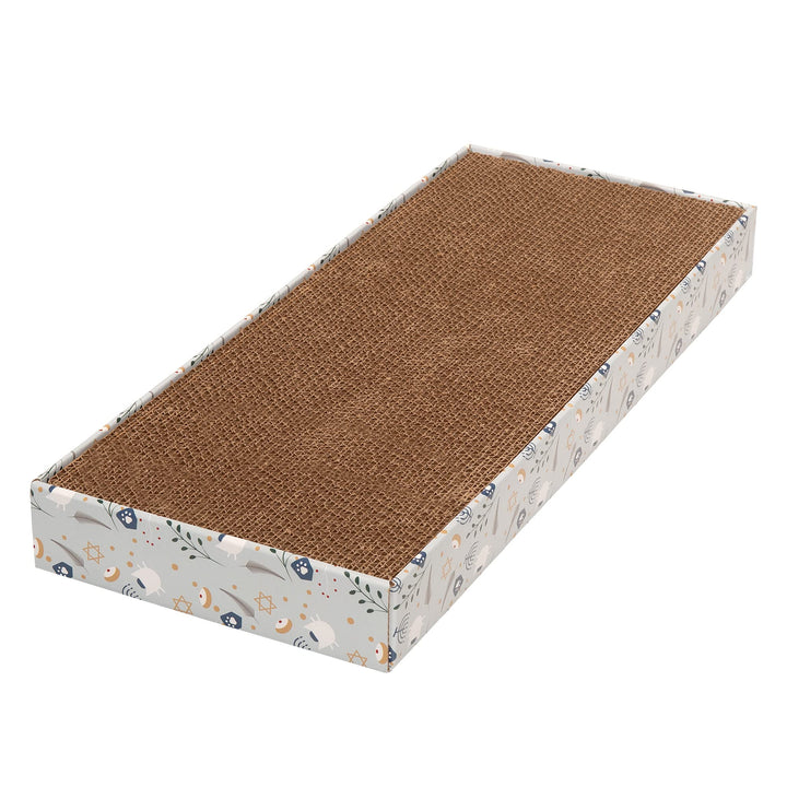 Furhaven Scratching Board w/ Catnip for Indoor Cats, Reversible - Holiday Corrugated Scratcher Pad - Hanukkah Print, One Size
