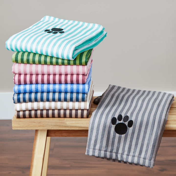 Bone Dry Pet Grooming Towel Collection Absorbent Microfiber X-Large, 41x23.5", Striped Gray