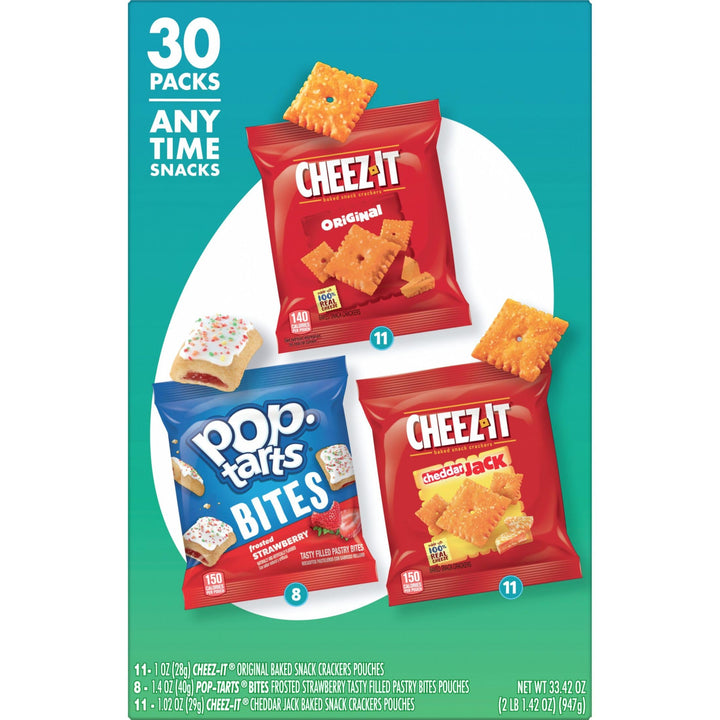 Kellogg's Snacks, Lunch Snacks, Kids Snacks, Grab n' Go, Variety Pack, 33.42oz Box (30 Packs) Cheez-It, Pop-Tarts