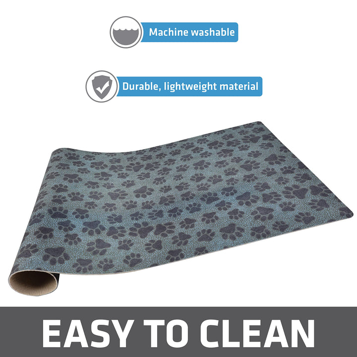 Drymate Pet Bowl Placemat, Dog & Cat Food Feeding Mat - Absorbent Fabric, Waterproof Backing, Slip-Resistant - Machine Washable/Durable (USA Made) (16” x 28”) (Paw Dots Black) Large (16" x 28") Paw Dots Black