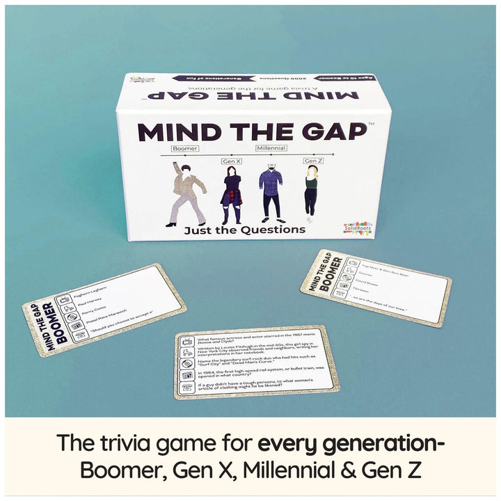 Mind The Gap Just The Questions, Expansion Pack with 1000 New Questions for All Generations + 50 New Challenge Cards