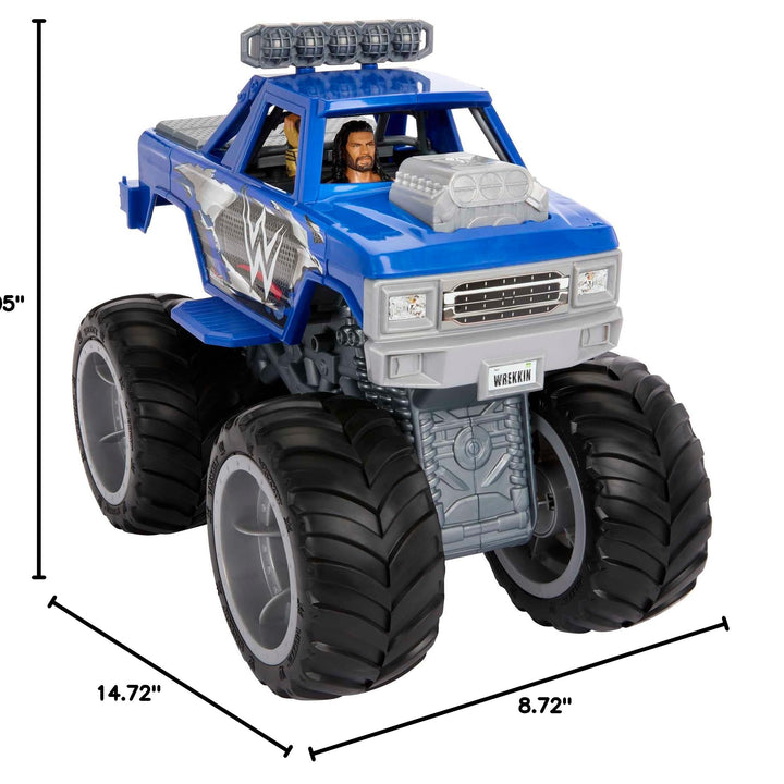 Mattel WWE Action Figure & Vehicle Playset, Wrekkin Slam Crusher Monster Truck with 8 Breakaway Parts