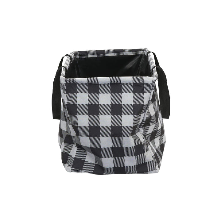 Household Essentials Krush Canvas Utility Tote | Reusable Grocery Bag | Black and White Plaid Buffalo Plaid Short Rectangular