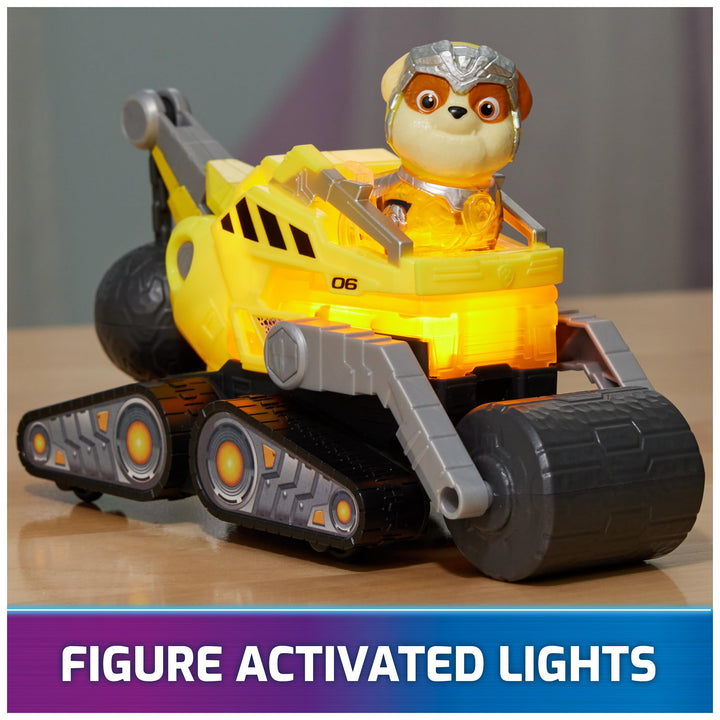 Paw Patrol: The Mighty Movie, Construction Toy Truck with Rubble Mighty Pups Action Figure, Lights and Sounds, Kids Toys for Boys & Girls 3+