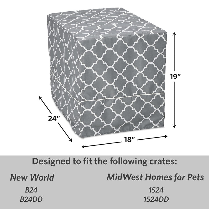 New World Pet Products Dog Crate Cover Featuring Teflon Fabric Protector, Dog Crate Cover Fits New World & Midwest 24-Inch Dog Crates, Light Gray Designer Pattern