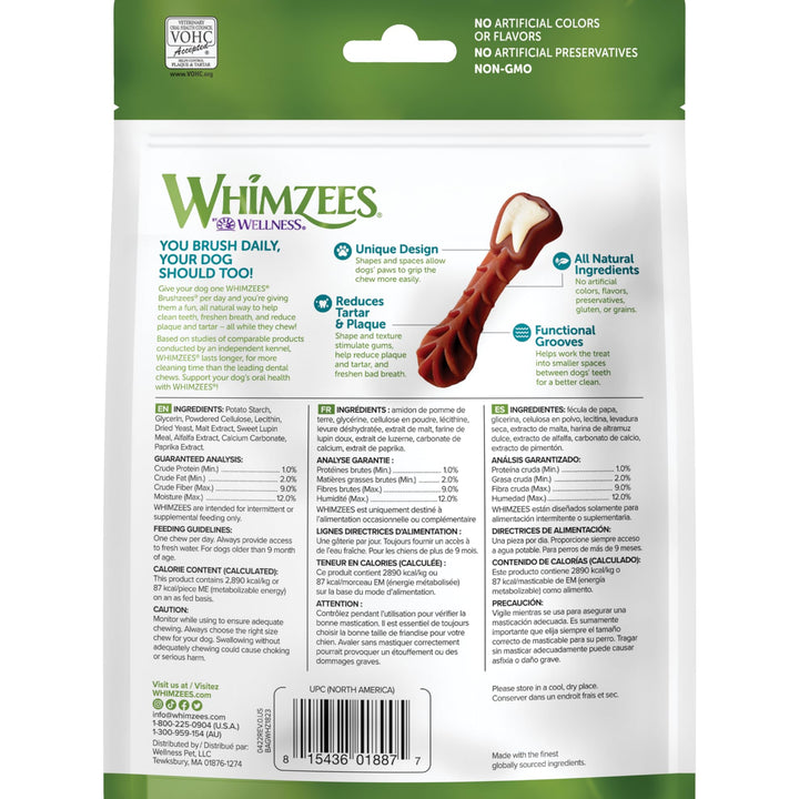 WHIMZEES Wellness Brushzees Natural Grain Free Dental Dog Treats, Small Breed, 14 Count Dental Small 14 Count (Pack of 1)