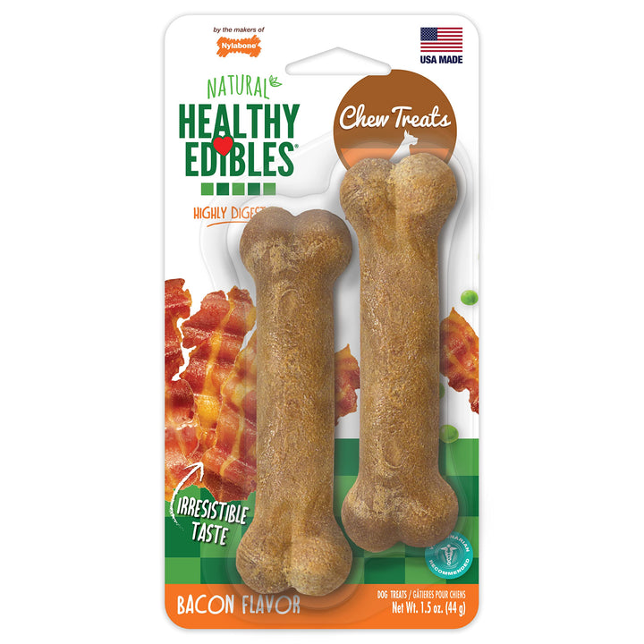 Nylabone Healthy Edibles Natural Dog Chews Long Lasting Chew Treats for Dogs, Roast Beef Flavor, X-Small/Petite (2 Count) 2 Count (Pack of 1)