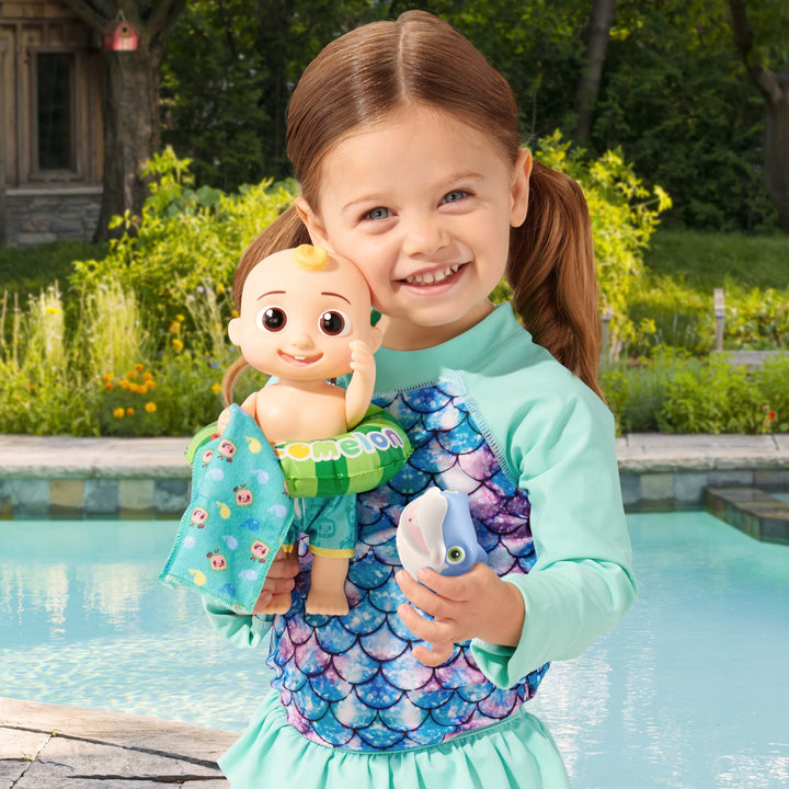 CoComelon - Splish Splash JJ Doll- with Shark Bath Squirter and Water Accessories Water Play - Toys for Kids and Preschoolers -  Exclusive