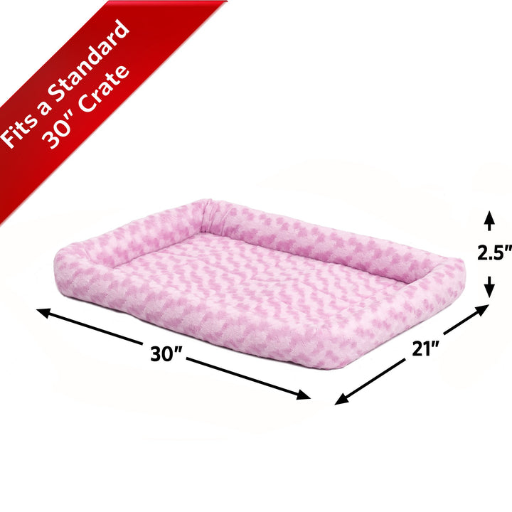 MidWest Homes for Pets Bolster Dog Bed 30L- Inch Pink Dog Bed or Cat Bed w/ Comfortable Bolster | Ideal for Medium Dog Breeds & Fits a 30-Inch Dog Crate | Easy Maintenance Machine Wash & Dry