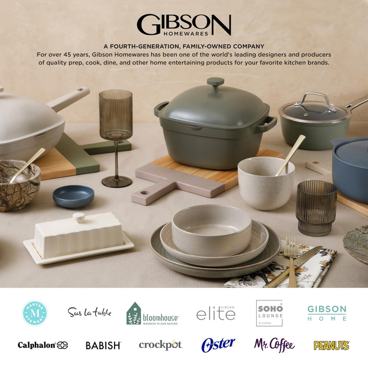 Gibson Soho Lounge Square Reactive Glaze Stoneware Dinnerware Set, Service for 4 (16pc), Sapphire Service for 4 (16pcs)