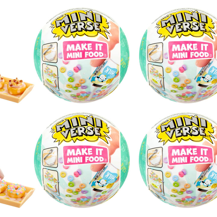 MGA's Miniverse Make It Mini Food Cafe Series 1 Breakfast Shop Bundle (4 Pack) Mini Collectibles, Blind Packaging, DIY, Resin Play, Replica Food, NOT Edible, Collectors, 8+