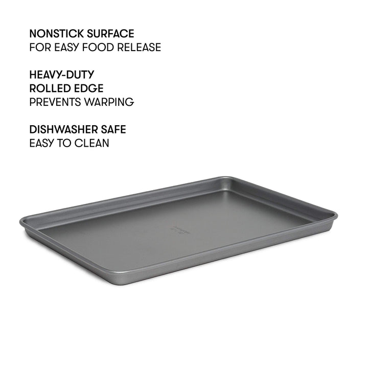 Cooking Light Heavy Duty Nonstick Bakeware Carbon Steel Baking Sheet or Cookie Sheet with Quick Release Coating, Manufactured without PFOA, Dishwasher Safe, Oven Safe, 15-Inch x 10-Inch, Gray