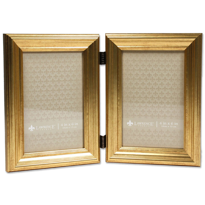 Lawrence Frames 4x6 Hinged Double Sutter Burnished Gold Picture Frame 4x6 Double