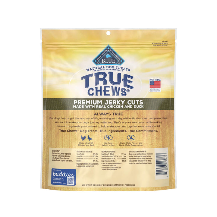 Blue Buffalo True Chews Premium Jerky Cuts Natural Dog Treats, Duck 22 oz bag