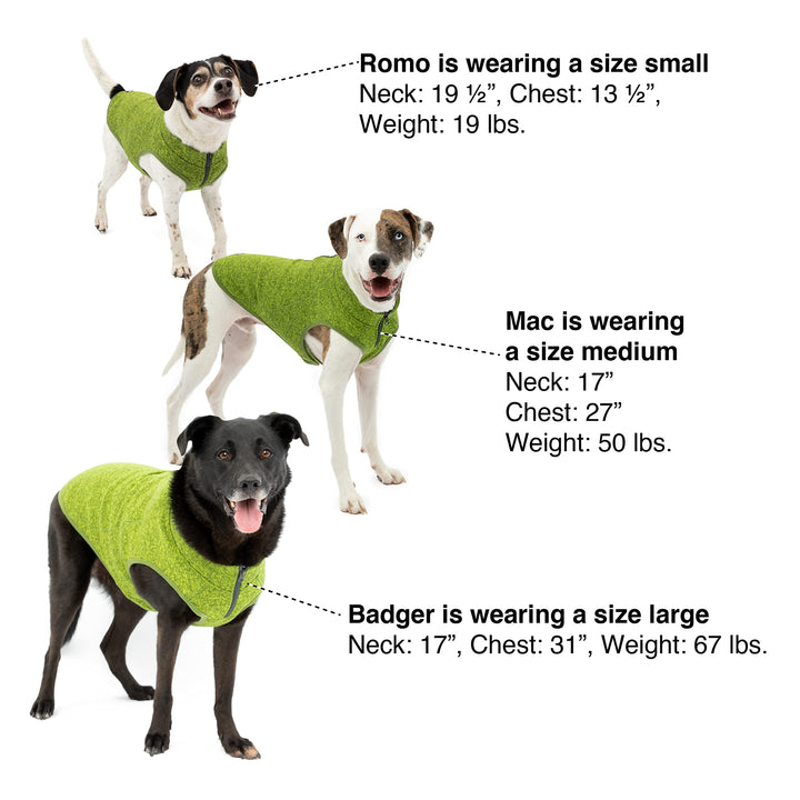 Kurgo Core Dog Sweater, Knit Dog Sweater With Fleece Lining, Cold Weather Pet Jacket, Zipper Opening for Harness, Adjustable Neck, Year-Round Sweater for Small Dogs (Green, X-Small) Extra Small Heather Green