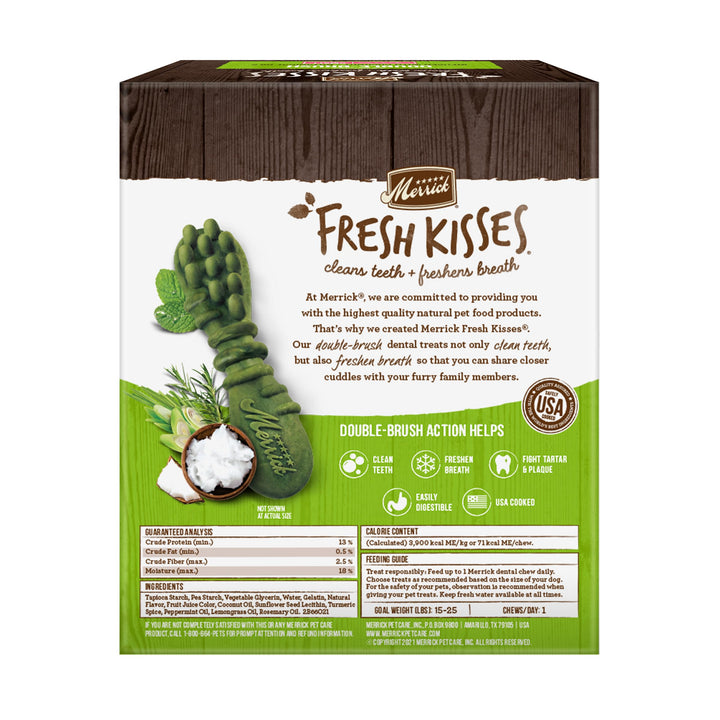 Merrick Fresh Kisses Natural Dental Chews Infused With Coconut And Botanical Oils For Small Dogs 15-25 Lbs - 36 ct. Box Small Dog (15-25 Pound) Coconut + Botanical Oil 36 Count (Pack of 1)