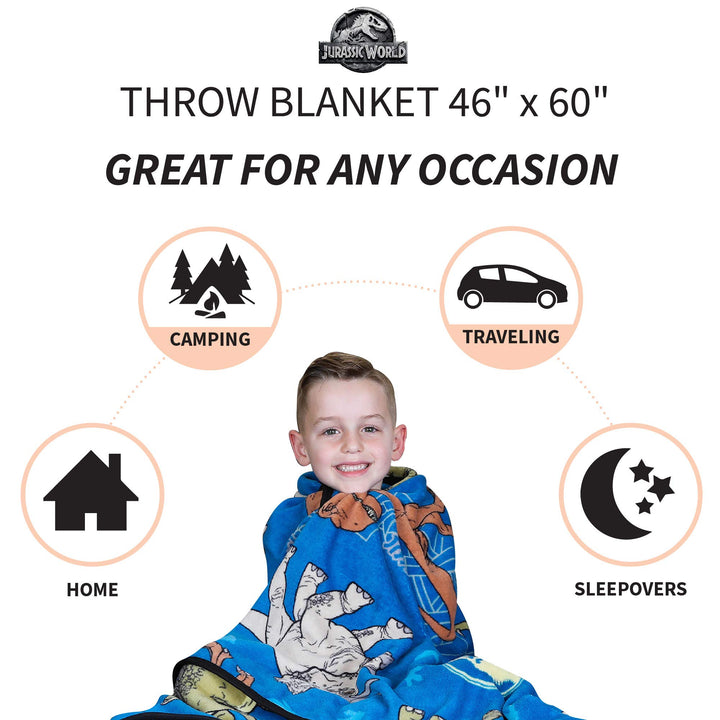 Franco Kids Bedding Super Soft Plush Throw Blanket, 46 in x 60 in, Jurassic World