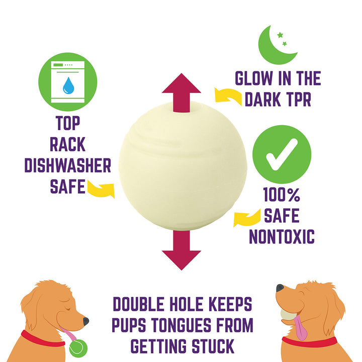 Chew King Glowing Fetch Ball, Dog Ball Toys, 3 Inch (Pack of 2), Fits Ball Launcher 3" 2-Pack Balls