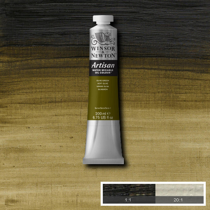 Winsor & Newton Artisan Water Mixable Oil Colour, 6.75-oz (200ml), Olive Green 200-ml Tube