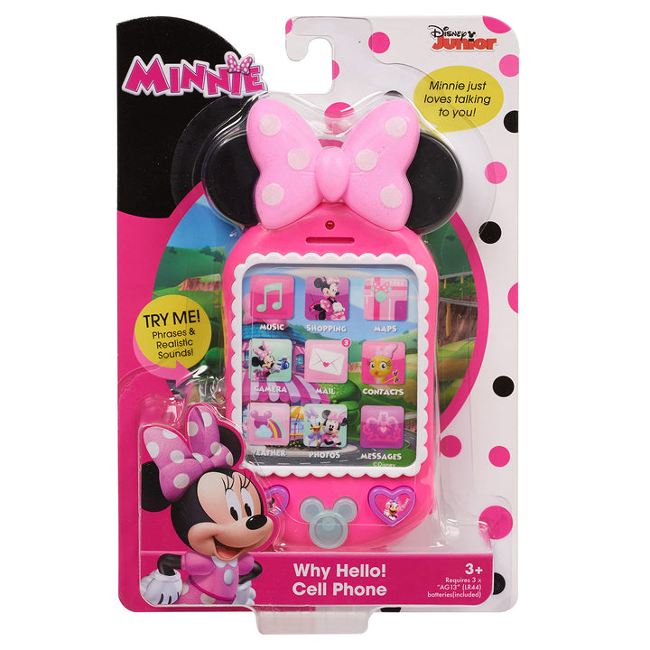 Minnie Bow-Tique Why Hello Pretend Play Cell Phone, Lights and Sounds, Kids Toys for Ages 3 Up by Just Play