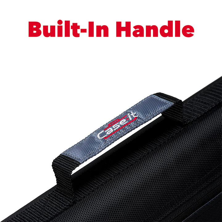 Case-it The Dual 2-in-1 Zipper Binder - Two 1.5 Inch D-Rings - Includes Pencil Pouch - Multiple Pockets - 600 Sheet Capacity - Comes with Shoulder Strap - Jet Black Dual-101 Single