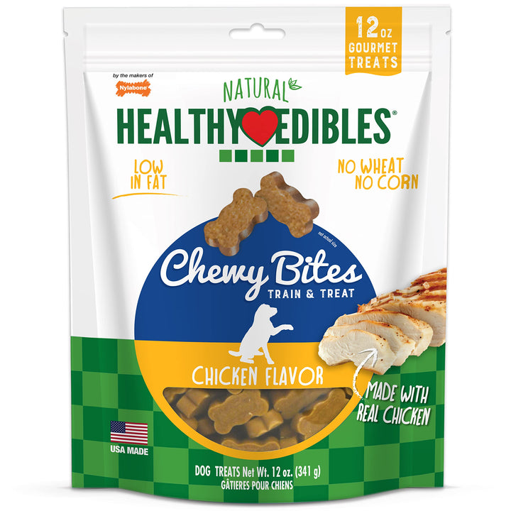 Nylabone Healthy Edibles Natural Chewy Bites Soft Dog Chew Treats Chicken 12 oz. 12 Ounce (Pack of 1)