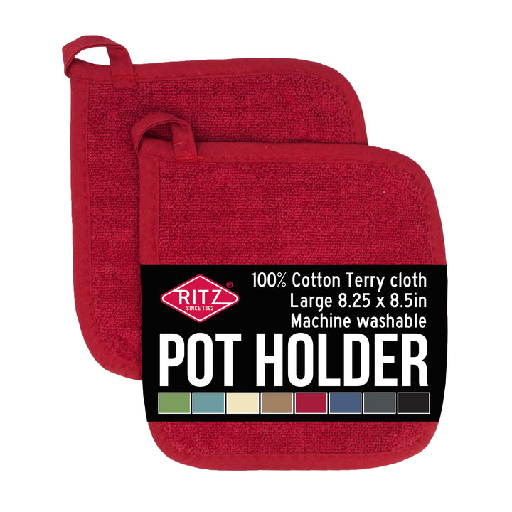 Ritz Terry Potholder & Hot Pad: Unparalleled Heat Resistant, Durable 100% Cotton  Ergonomically Designed for Optimal Grip  Easy-Care Machine Washable  Perfect for Your Kitchen  Paprika Red, 2-Pk