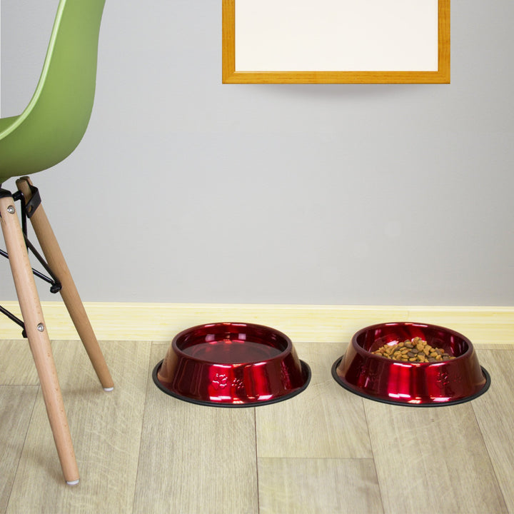 Platinum Pets Non-tip Stainless Steel Dog Bowl, 50 oz, Red