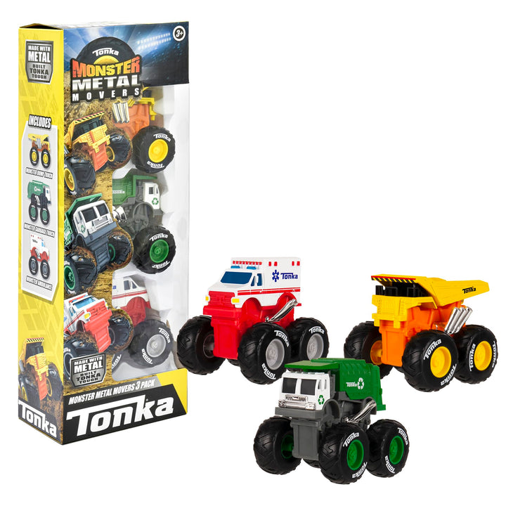 Tonka Monster Metal Movers 3-Pack Dump Truck, Garbage Truck & EMT Truck