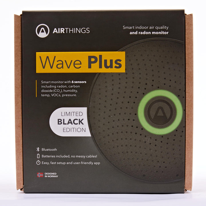 Airthings 2911 Wave Plus, Black LTD Edition - Radon & Air Quality Monitor (CO2, VOC, Humidity, Temp, Pressure)