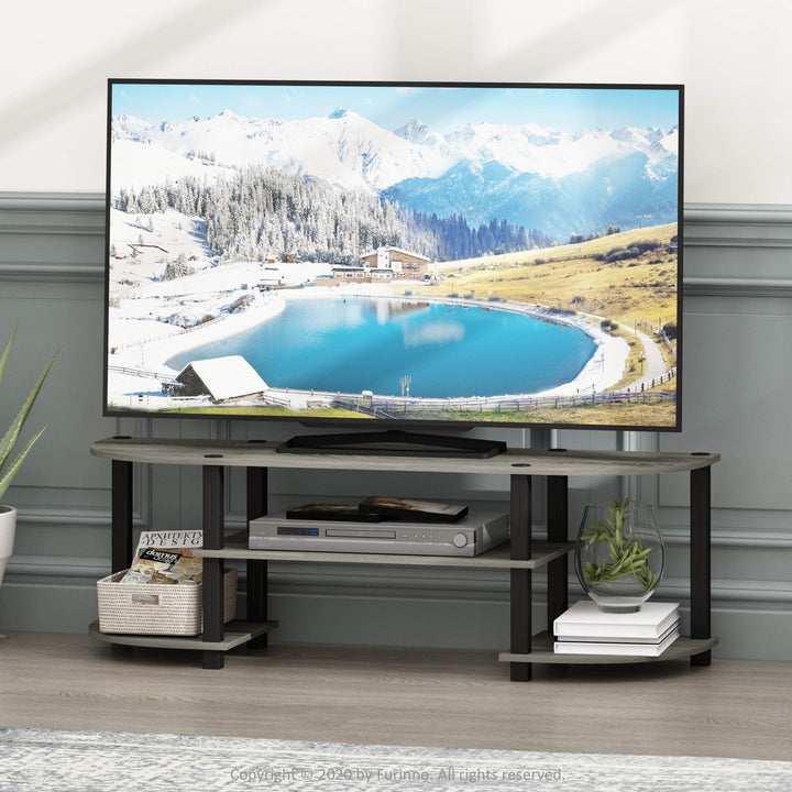 Furinno Turn-S-Tube Wide TV Entertainment Center, Sonoma Oak/White, 47. 25x13. 4x15. 9 4-Tiers with Round Corner