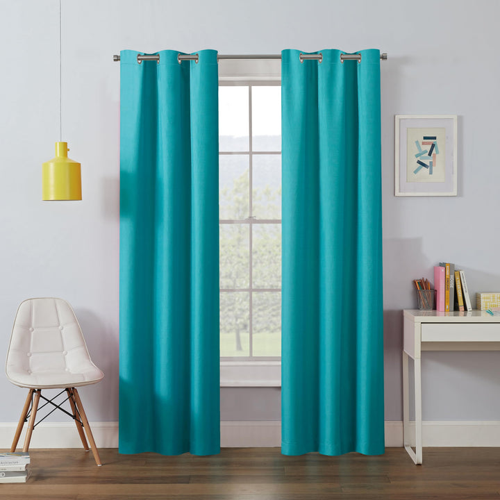 Eclipse Kendall Blackout Curtain, Thermal Insulated Grommet Window Panel, Noise Reducing Curtains for Bedroom, Living Room or Nursery, (1 Panel), 54 in Long x 42 in Wide, Turquoise