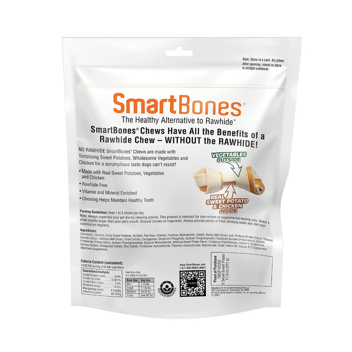 SmartBones Sweet Potato Dog Chews, Rawhide-Free Dog Chews Made With Real Meat and Vegetables, 6 Small 11 Ounce (Pack of 1)