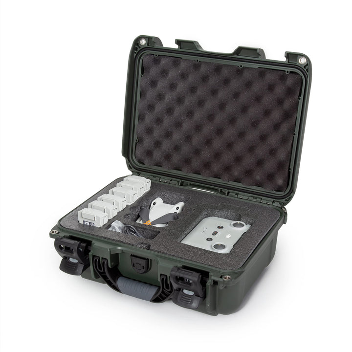 Nanuk 915 Waterproof Hard Case with Custom Insert for DJI Mini 3 or Mini 3 PRO, Fly More Package and RC-N1 or RC Remote - Olive Mini 3 Pro Fly More