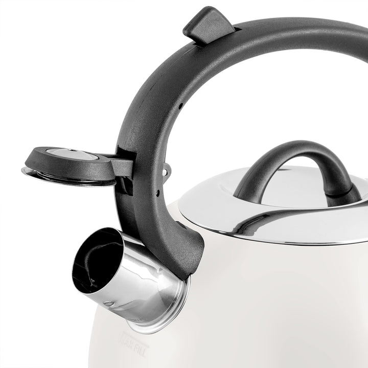 Mr. Coffee Flintshire Stainless Steel Whistling Tea Kettle w/Nylon Handle, 1.75-Quart, Linen