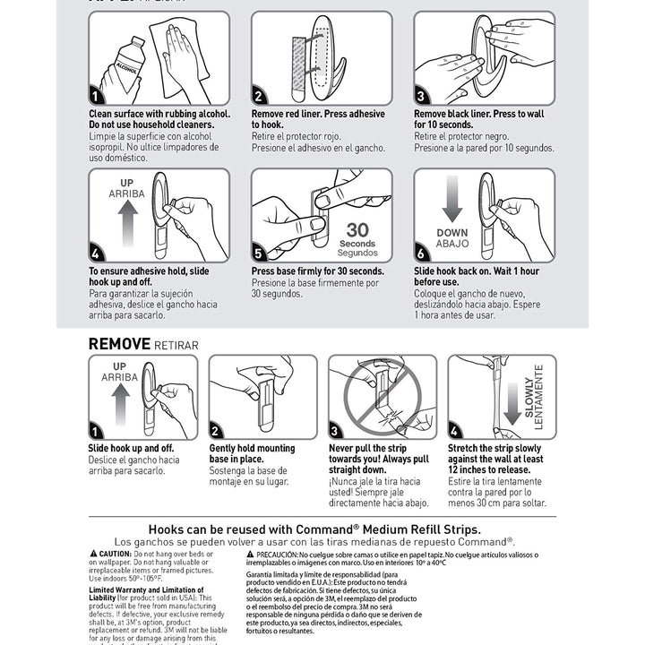 Command Medium Designer Hooks, Holdes up to 3 lb, 6 Wall Hooks with 12 Command Strips, White, Damage Free Hanging Hooks for Hanging Decorations in Living Spaces 6 Hooks