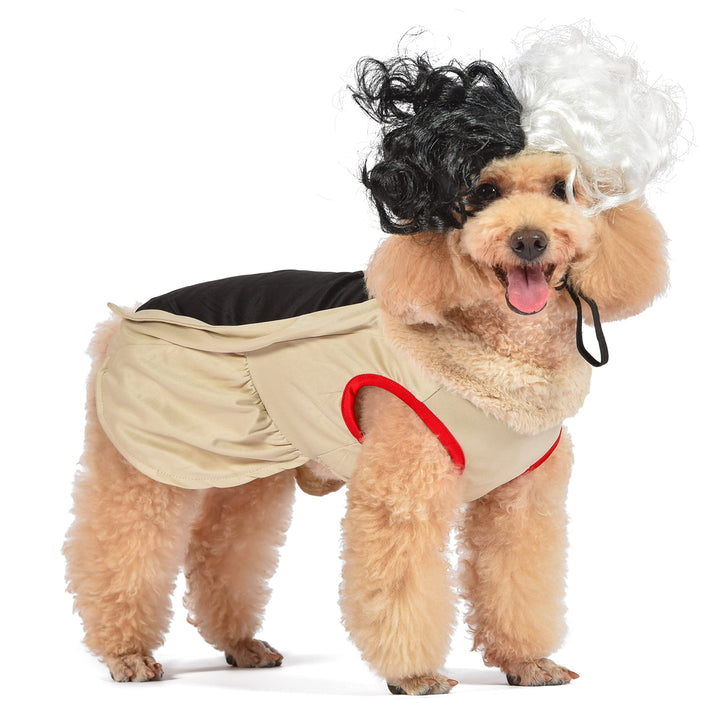 Halloween Disney Villains Cruella Costume - Small - P| Disney Villains Halloween Costumes for Dogs, Officially Licensed Disney Dog Halloween Costume Beige