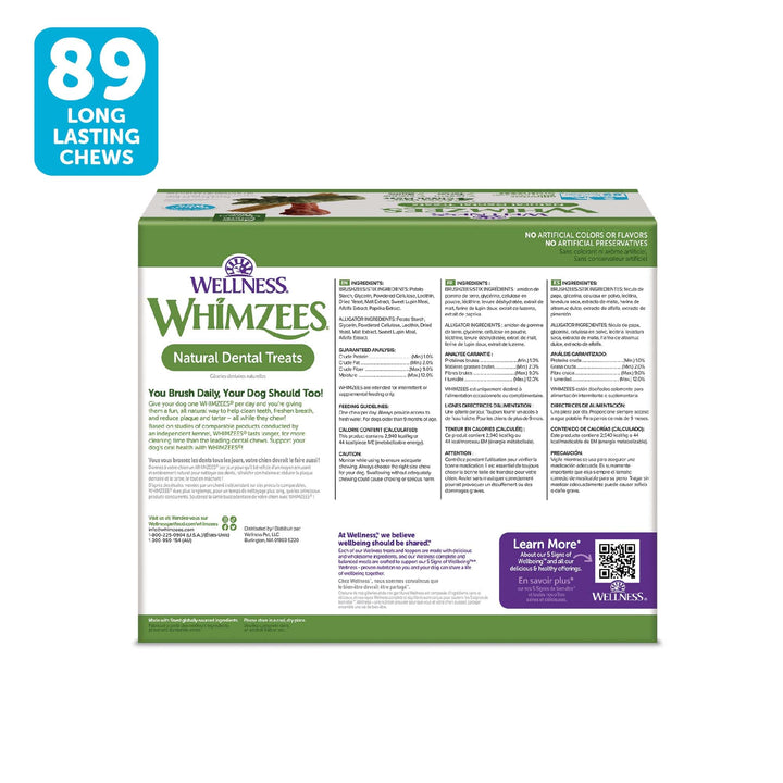 WHIMZEES by Wellness Value Box Natural Dental Chews for Dogs, Long Lasting Treats, Grain-Free, Freshens Breath, Small Breed, 89 count Dental Small 2.9 Pound (Pack of 1)