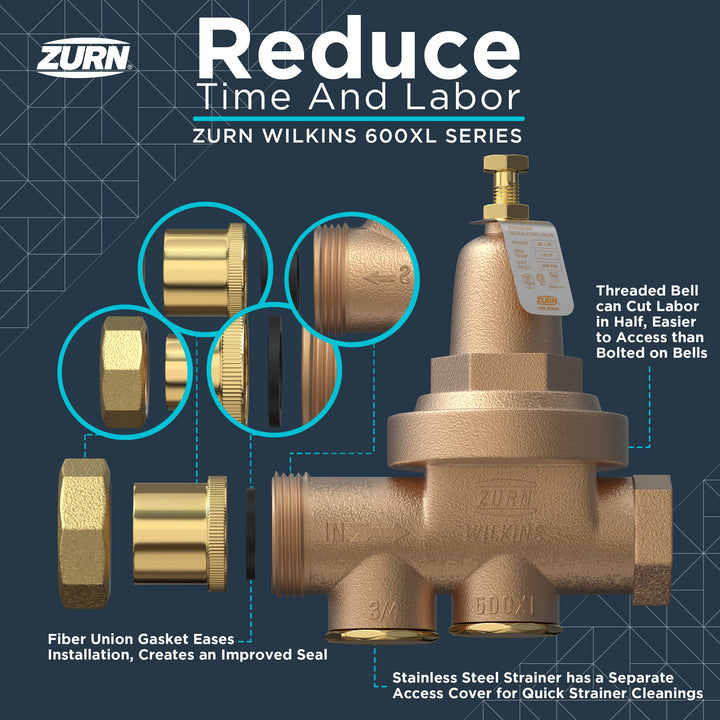 Zurn Wilkins 34-600XL 3/4" 600XLPressure Reducing Valve 0.75 Inch