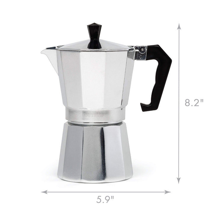 Primula Classic Stovetop Espresso and Coffee Maker, Moka Pot for Italian and Cuban Café Brewing, Greca Coffee Maker, Cafeteras, 6 Espresso Cups, Silver 6 Cup