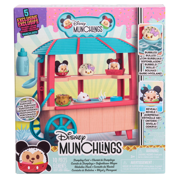 Just Play Disney Munchlings Dumpling Cart, 11-Piece Color Change Figure Playset, 1-inch Collectible Scented Figurines, Kids Toys for Ages 3 Up,  Exclusive