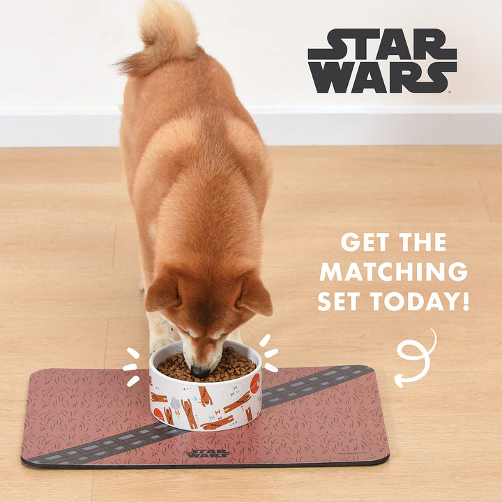 STAR WARS Chewbacca "Chew on This" Dog Food Bowl, 6 Inch | Dog Feeding Bowl Holds up to 3.5 Water, Dry Food, or Wet Food | Dishwasher Safe on Top Rack Dog Bowl,White,1 Count (Pack of 1),FF13172